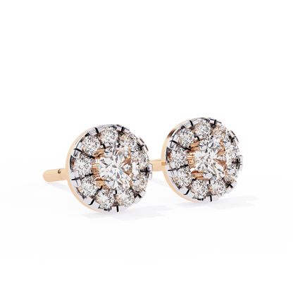 Bonnie – Round Diamond Studs with Illusion Halo