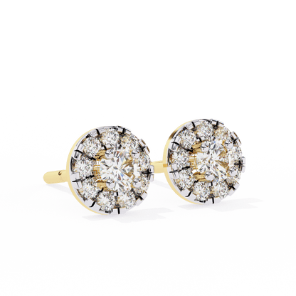 Bonnie – Round Diamond Studs with Illusion Halo