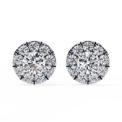 Bonnie – Round Diamond Studs with Illusion Halo