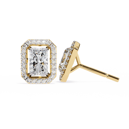 Carla– Radiant-Cut Stud Earrings with Floating Halo