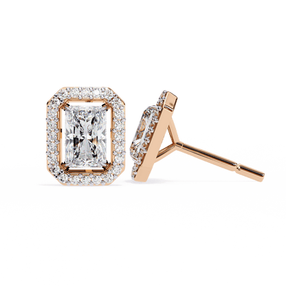 Carla– Radiant-Cut Stud Earrings with Floating Halo