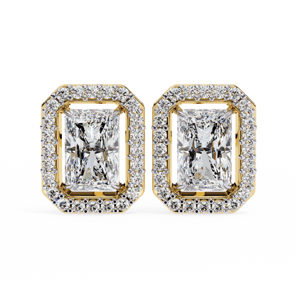 Carla– Radiant-Cut Stud Earrings with Floating Halo