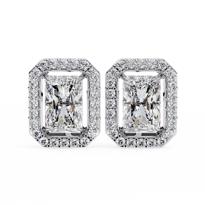 Carla– Radiant-Cut Stud Earrings with Floating Halo