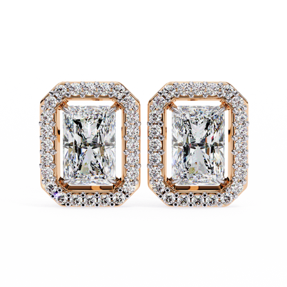 Carla– Radiant-Cut Stud Earrings with Floating Halo