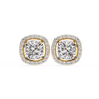 Carlotta– Cushion-Cut Stud Earrings with Floating Halo