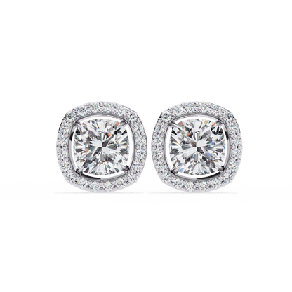 Carlotta– Cushion-Cut Stud Earrings with Floating Halo