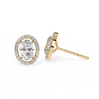 Chelsea– Oval-Cut Stud Earrings with Floating Halo