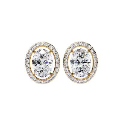 Chelsea– Oval-Cut Stud Earrings with Floating Halo