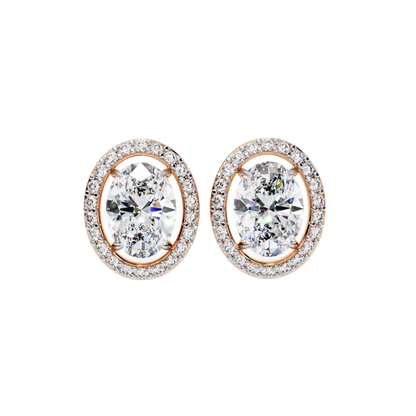 Chelsea– Oval-Cut Stud Earrings with Floating Halo