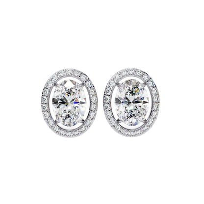 Chelsea– Oval-Cut Stud Earrings with Floating Halo