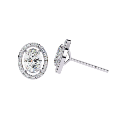 Chelsea– Oval-Cut Stud Earrings with Floating Halo