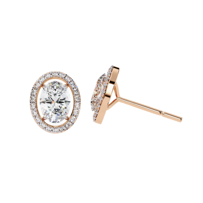 Chelsea– Oval-Cut Stud Earrings with Floating Halo