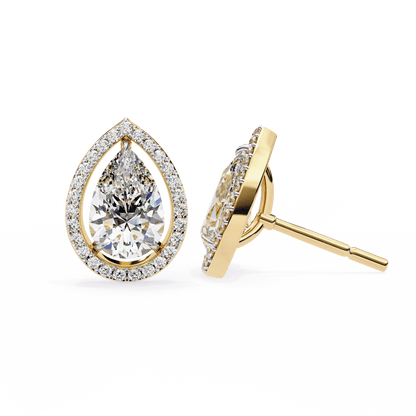 Candice– Pear-Cut Stud Earrings with Floating Halo