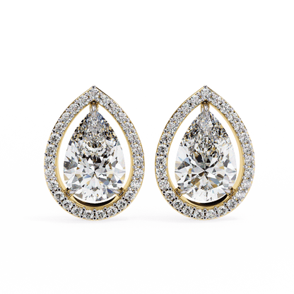 Candice– Pear-Cut Stud Earrings with Floating Halo