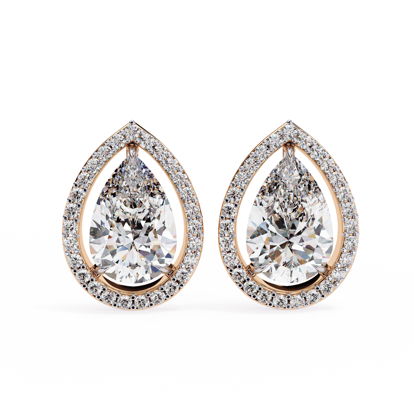 Candice– Pear-Cut Stud Earrings with Floating Halo