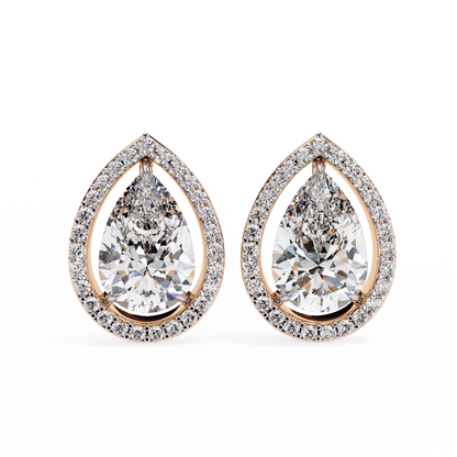 Candice– Pear-Cut Stud Earrings with Floating Halo