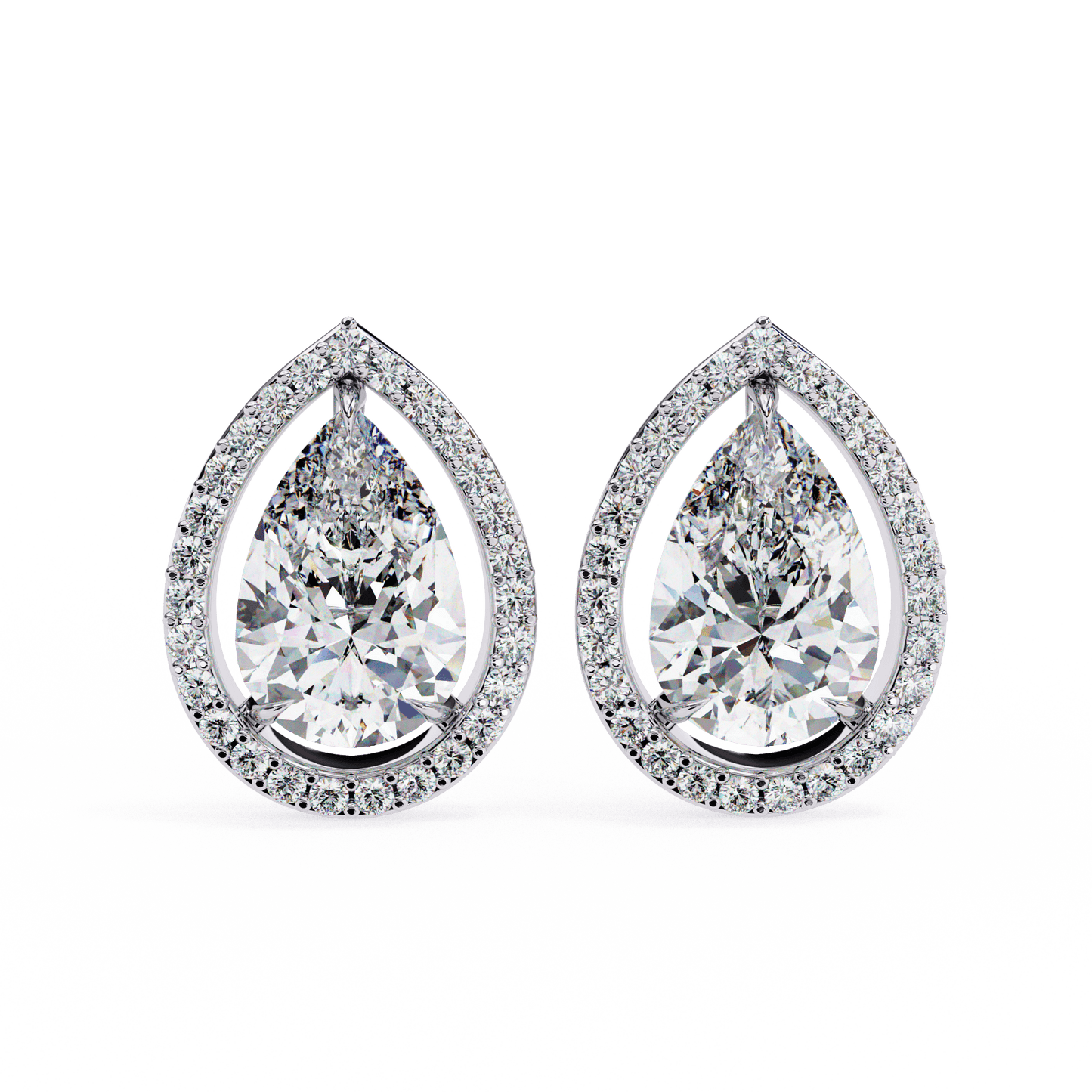 Candice– Pear-Cut Stud Earrings with Floating Halo