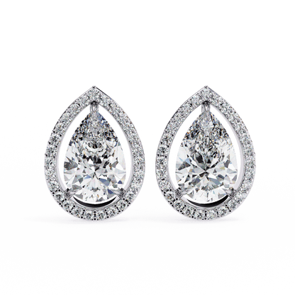 Candice– Pear-Cut Stud Earrings with Floating Halo
