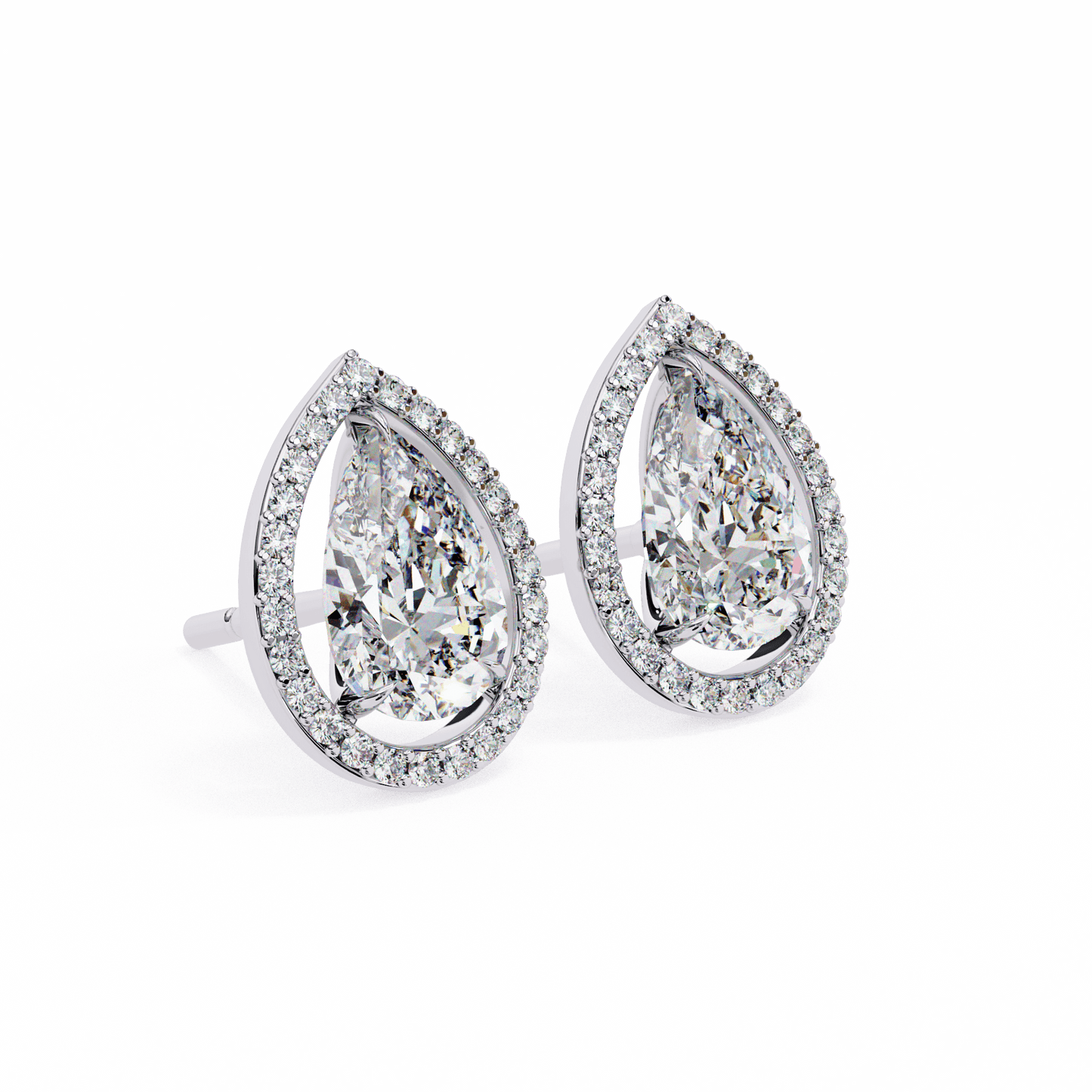 Candice– Pear-Cut Stud Earrings with Floating Halo