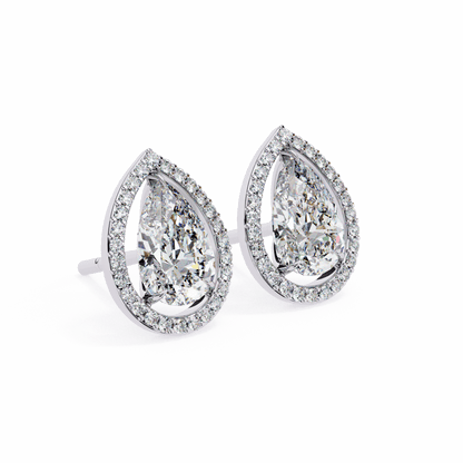 Candice– Pear-Cut Stud Earrings with Floating Halo