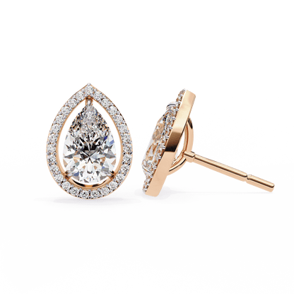 Candice– Pear-Cut Stud Earrings with Floating Halo