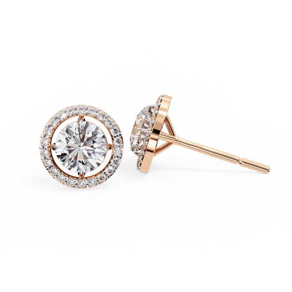 Brooke – Round-Cut Stud Earrings with Floating Halo