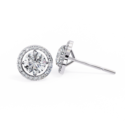 Brooke – Round-Cut Stud Earrings with Floating Halo