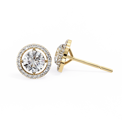 Brooke – Round-Cut Stud Earrings with Floating Halo