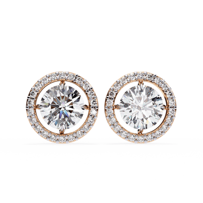 Brooke – Round-Cut Stud Earrings with Floating Halo
