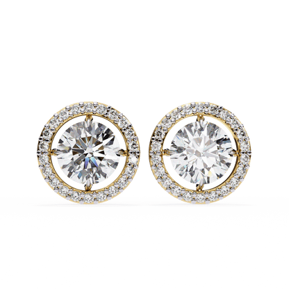 Brooke – Round-Cut Stud Earrings with Floating Halo