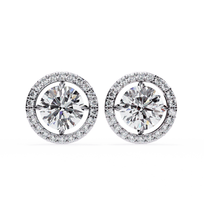Brooke – Round-Cut Stud Earrings with Floating Halo