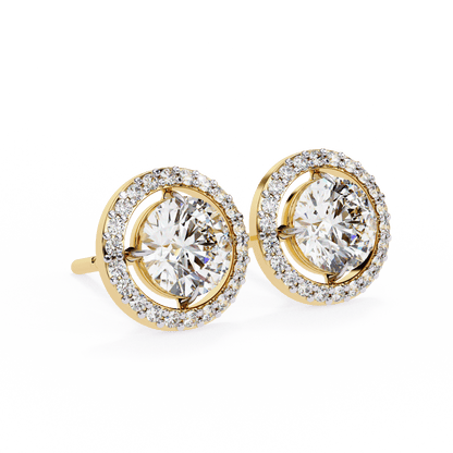 Brooke – Round-Cut Stud Earrings with Floating Halo