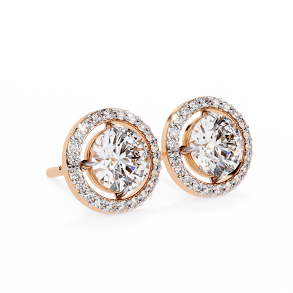Brooke – Round-Cut Stud Earrings with Floating Halo