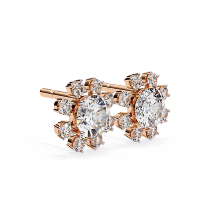 Sierra – Round Diamond Cluster Stud Earrings