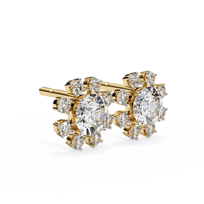 Sierra – Round Diamond Cluster Stud Earrings