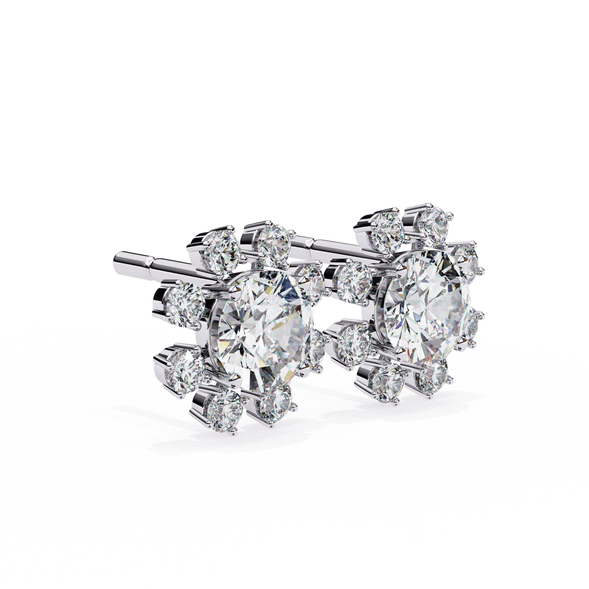 Sierra – Round Diamond Cluster Stud Earrings — diamond stud earrings — cluster — lab grown diamond and natural diamond — 18k white gold and platinum — Carat House