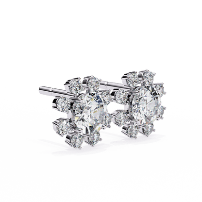 Sierra – Round Diamond Cluster Stud Earrings