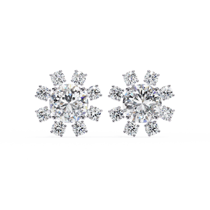 Sierra – Round Diamond Cluster Stud Earrings