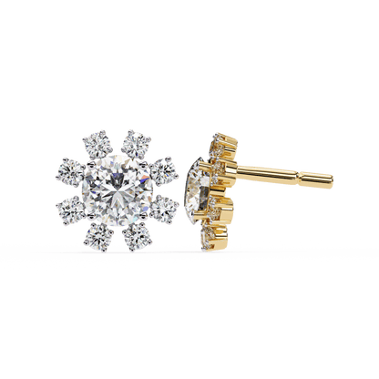 Sierra – Round Diamond Cluster Stud Earrings