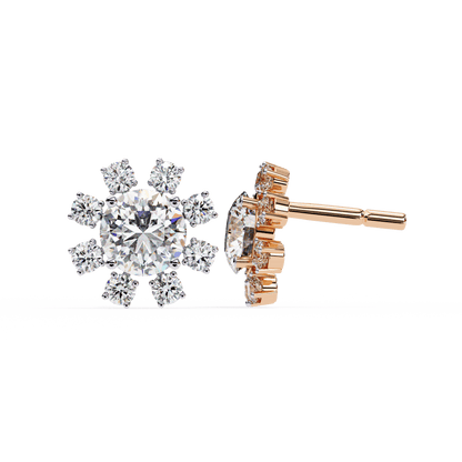 Sierra – Round Diamond Cluster Stud Earrings