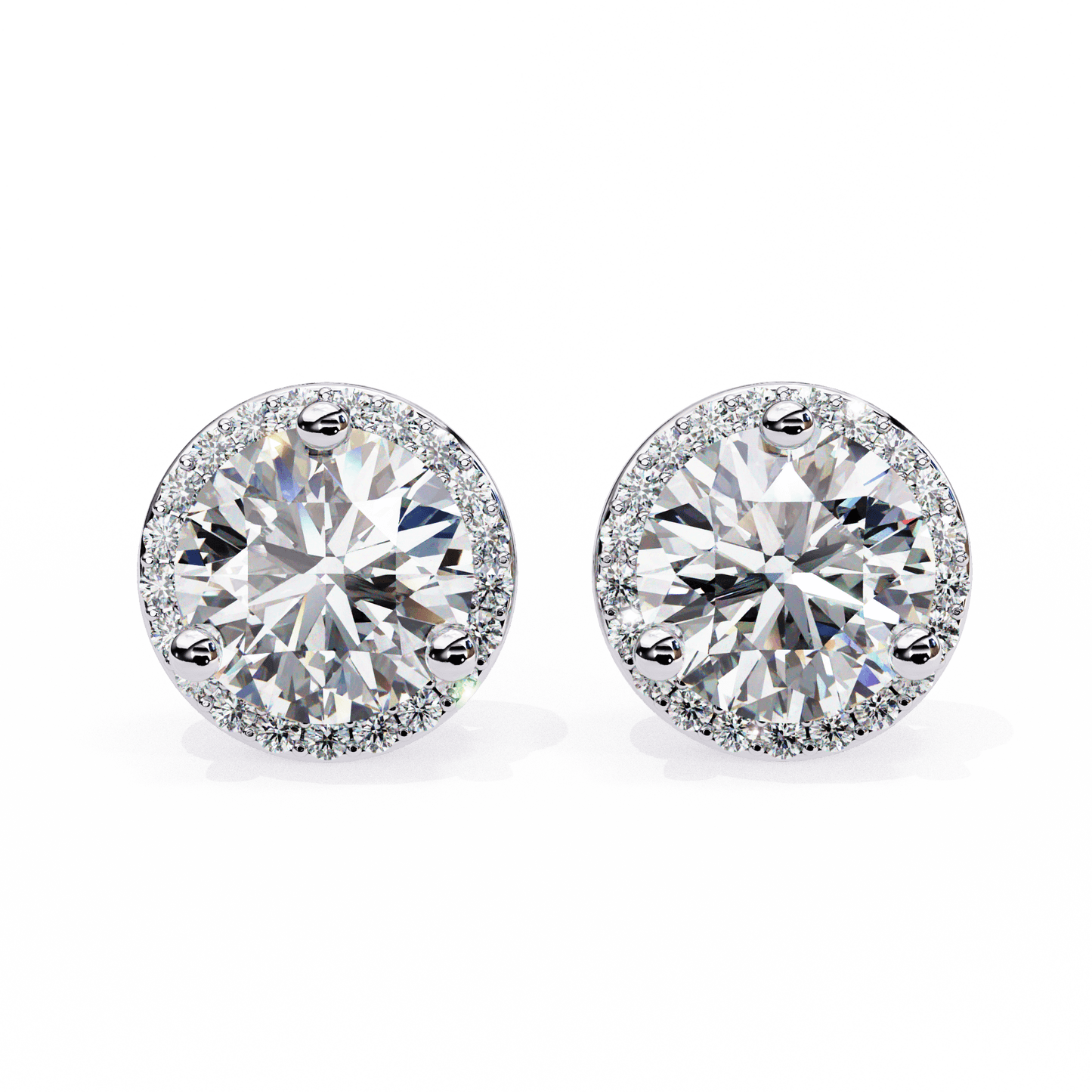 Tahani – Round-Cut Diamond Studs with Pavé Halo
