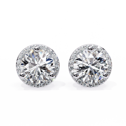 Tahani – Round-Cut Diamond Studs with Pavé Halo