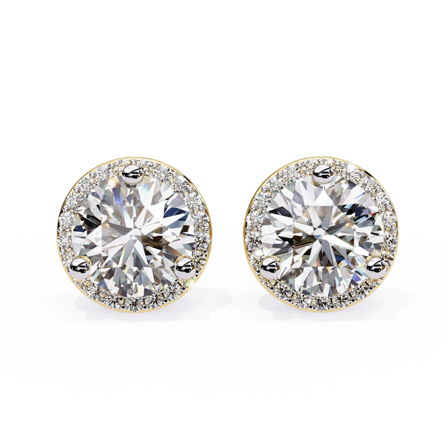 Tahani – Round-Cut Diamond Studs with Pavé Halo