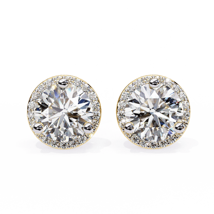 Tahani – Round-Cut Diamond Studs with Pavé Halo