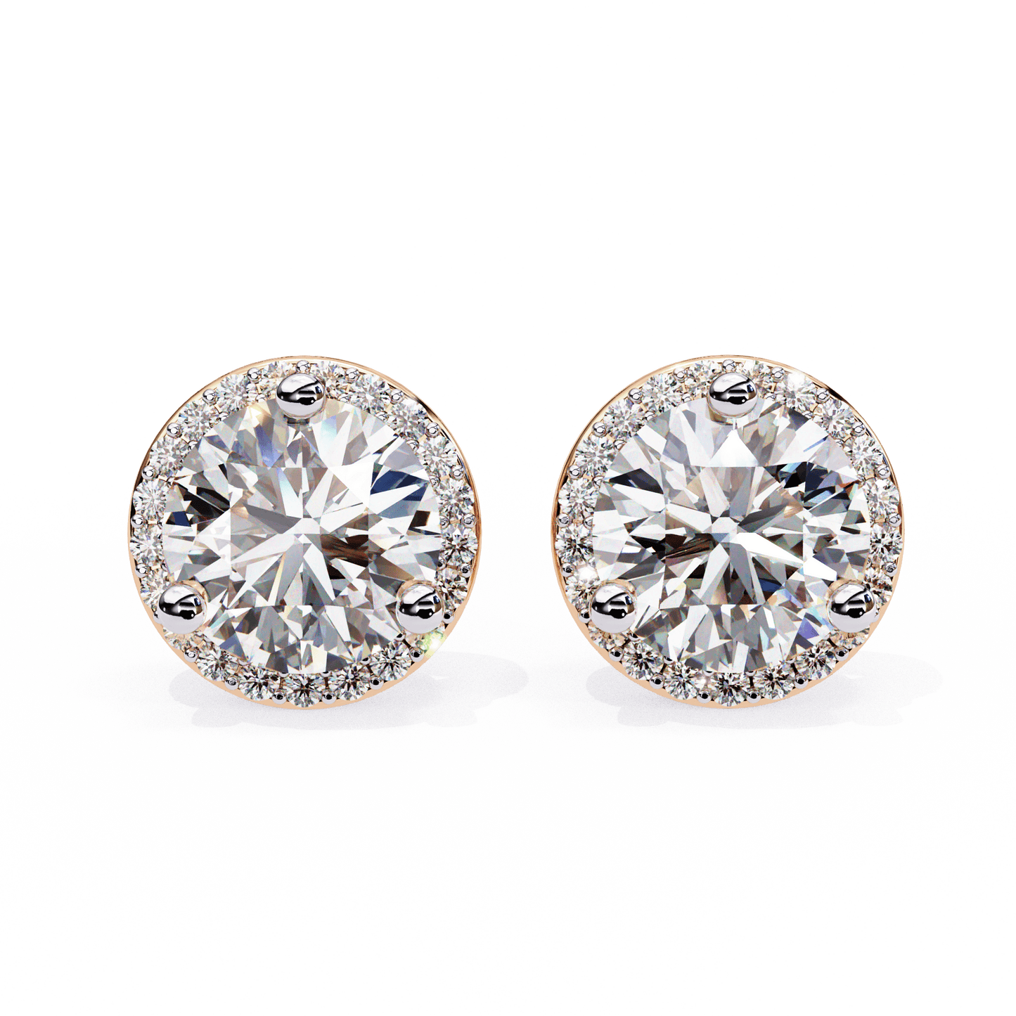 Tahani – Round-Cut Diamond Studs with Pavé Halo