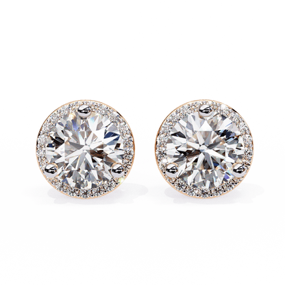 Tahani – Round-Cut Diamond Studs with Pavé Halo