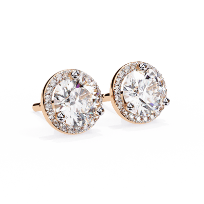 Tahani – Round-Cut Diamond Studs with Pavé Halo