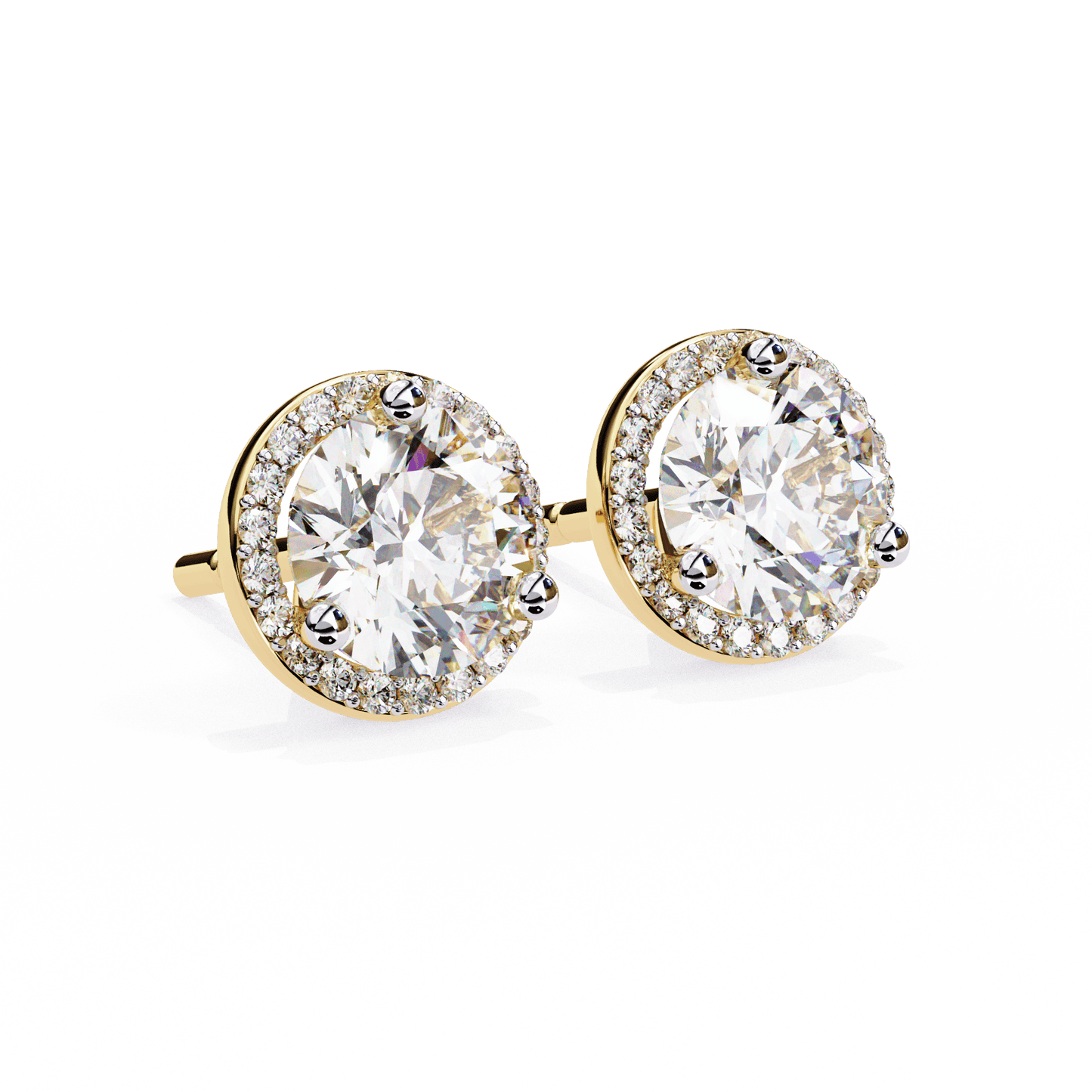 Tahani – Round-Cut Diamond Studs with Pavé Halo