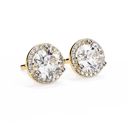 Tahani – Round-Cut Diamond Studs with Pavé Halo