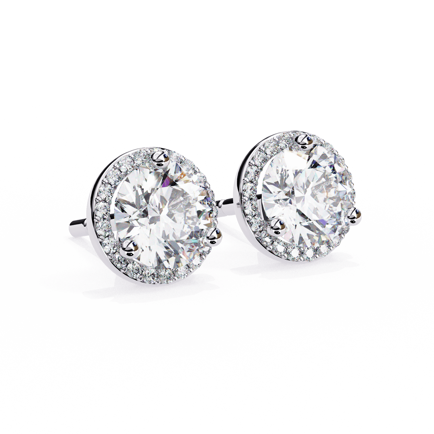 Tahani – Round-Cut Diamond Studs with Pavé Halo